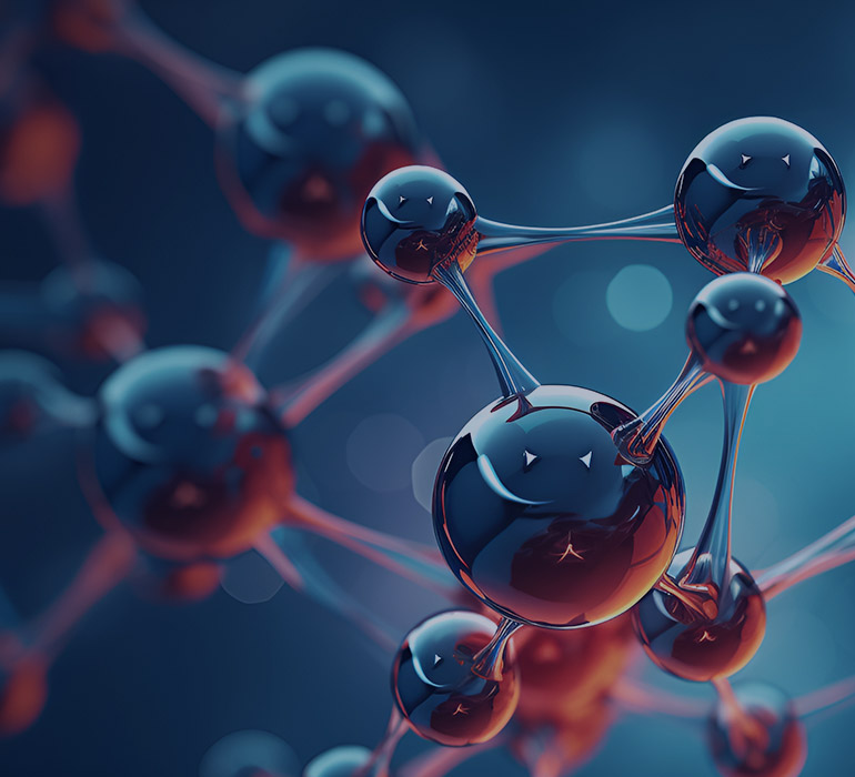 ModÃ¨le 3D de molÃ©cules avec un fond de molÃ©cule