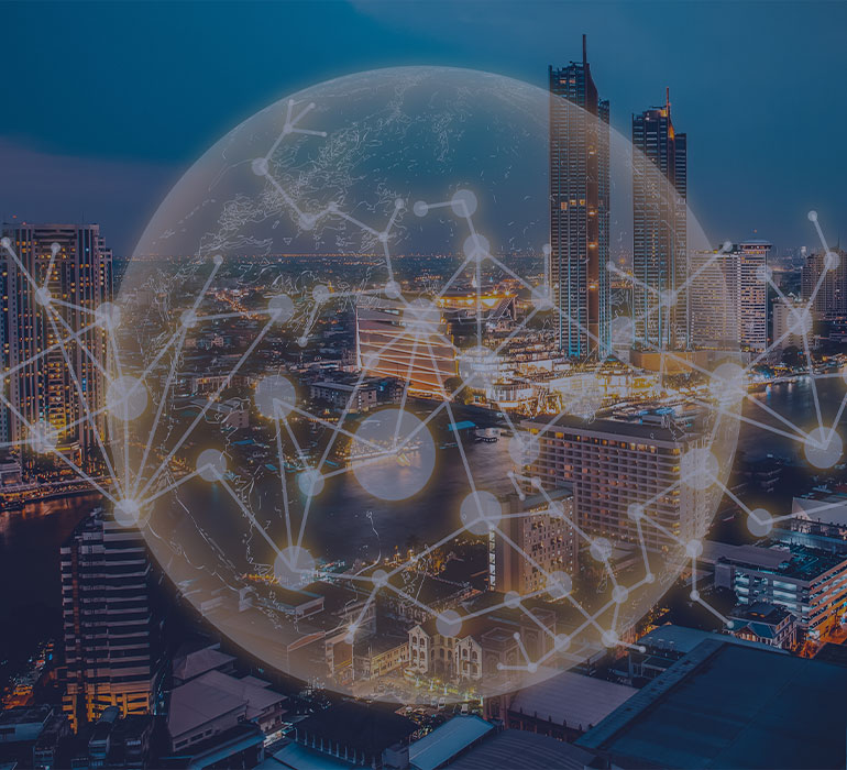 Une ville connectÃ©e par des rÃ©seaux de tÃ©lÃ©communications